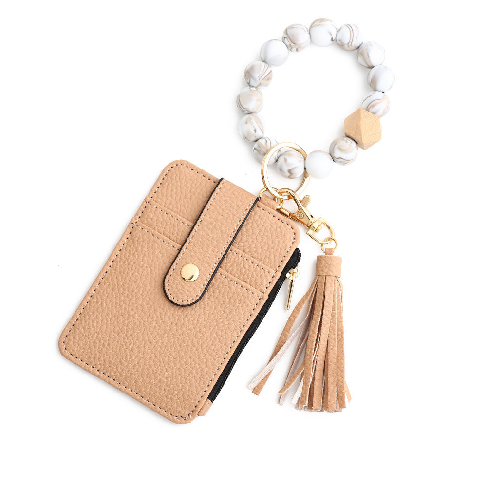 Boho Style Beaded & Tassel Wallet Keychain