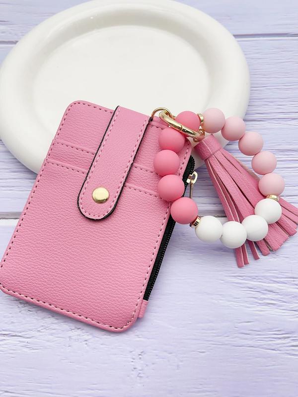 Boho Style Beaded & Tassel Wallet Keychain