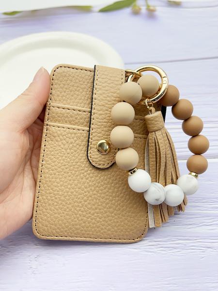 Boho Style Beaded & Tassel Wallet Keychain