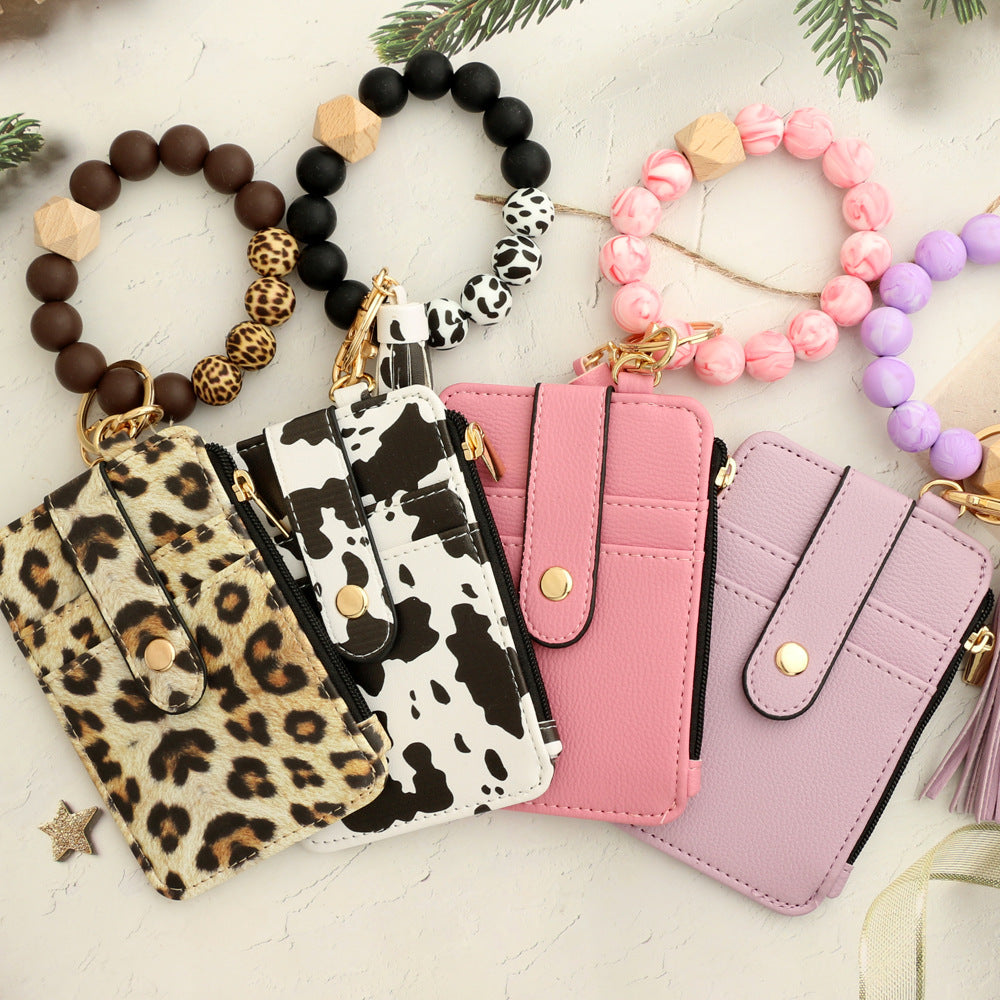 Boho Style Beaded & Tassel Wallet Keychain