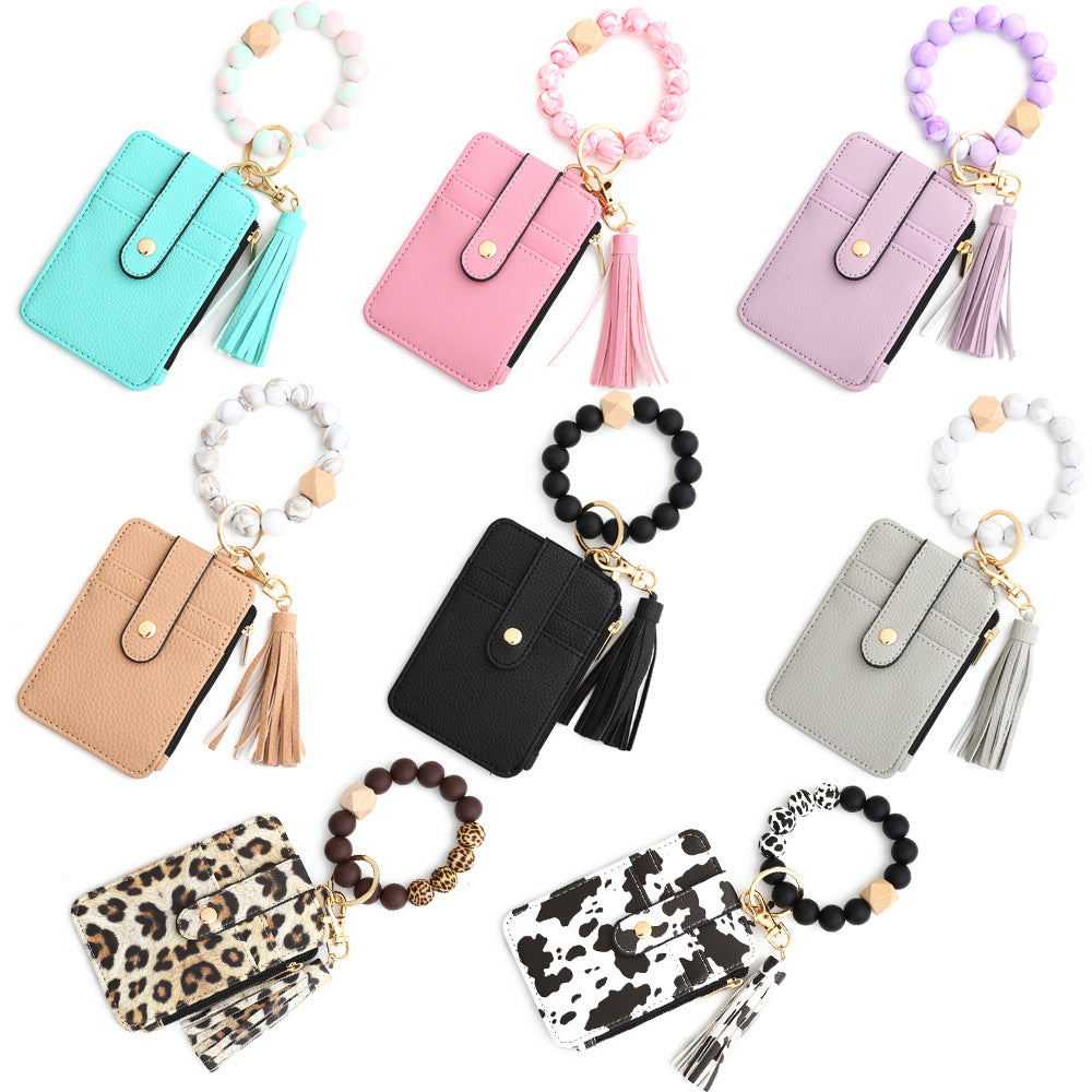 Boho Style Beaded & Tassel Wallet Keychain