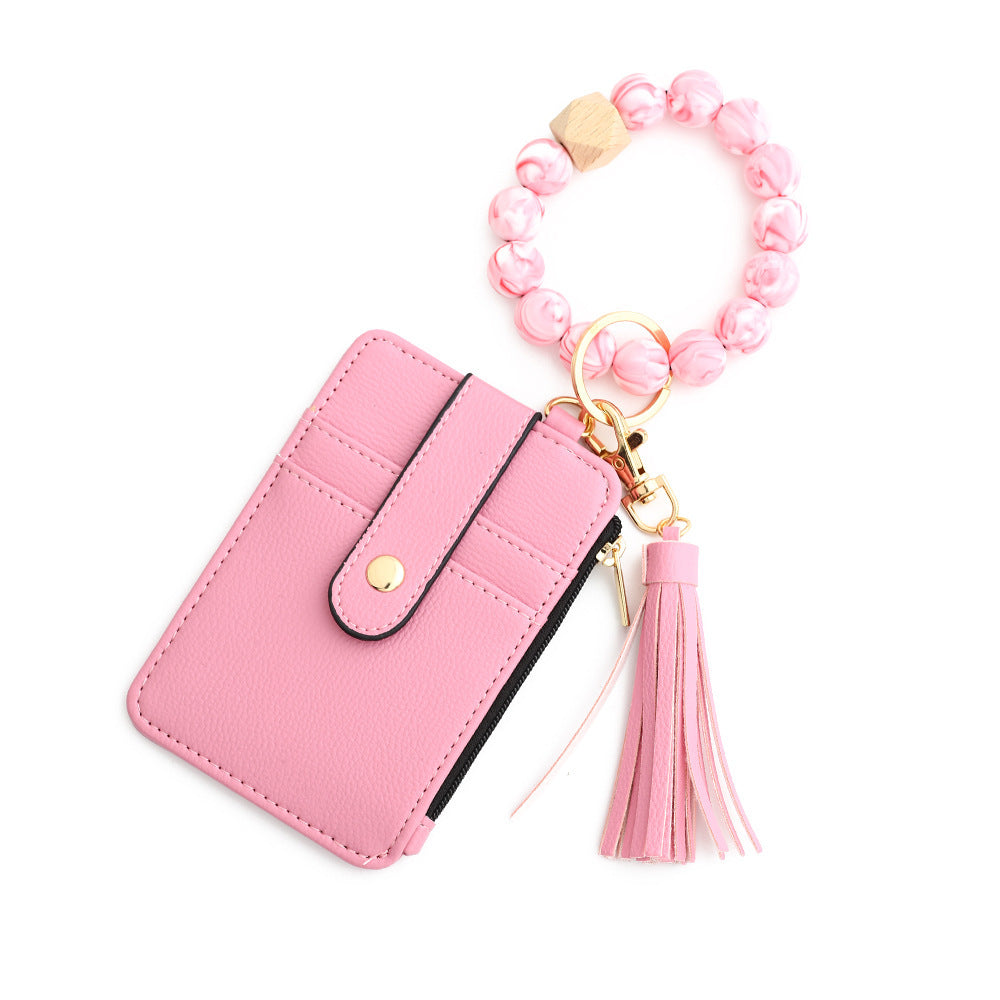Boho Style Beaded & Tassel Wallet Keychain