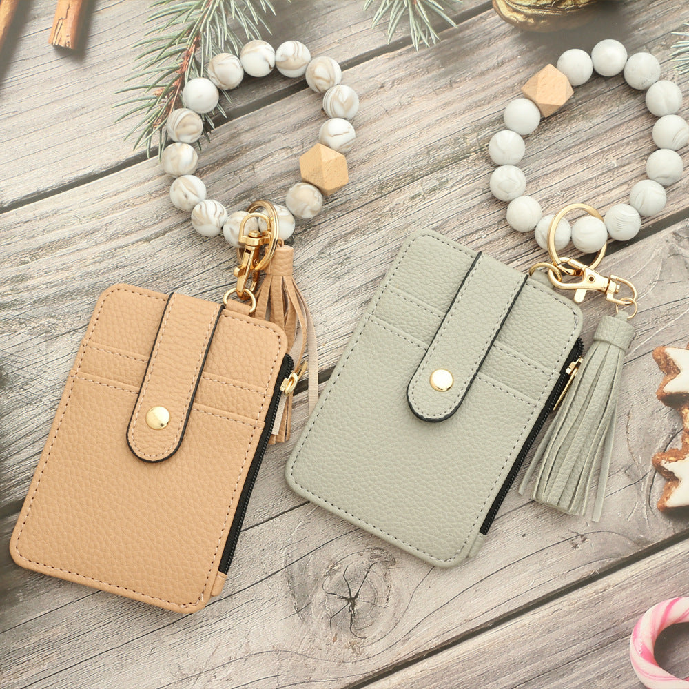 Boho Style Beaded & Tassel Wallet Keychain