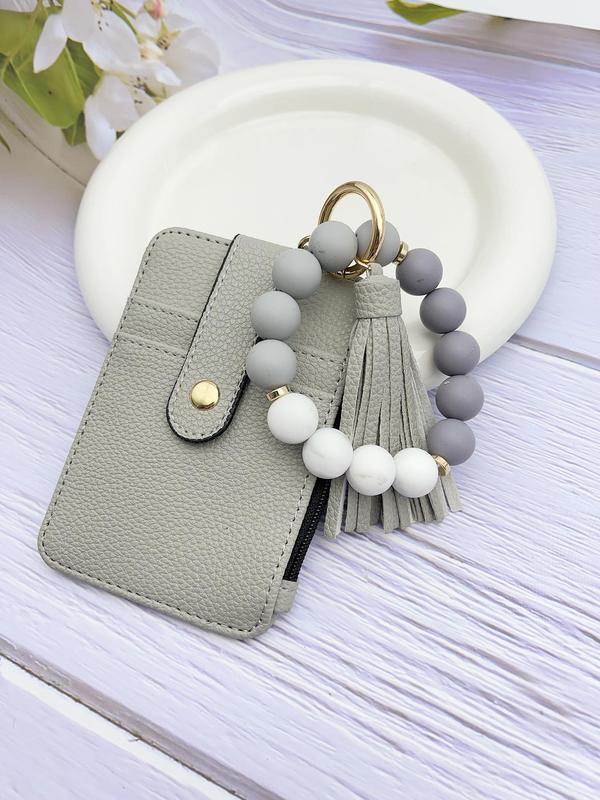 Boho Style Beaded & Tassel Wallet Keychain