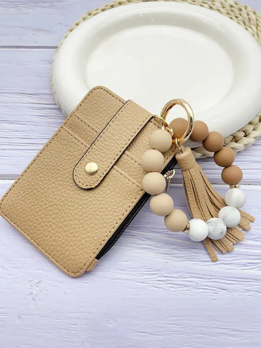Boho Style Beaded & Tassel Wallet Keychain
